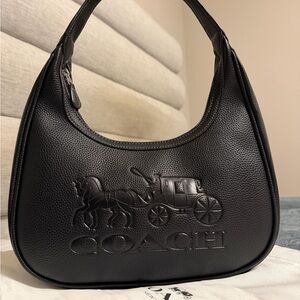 Coach Black Embossed Leather Shoulder Bag